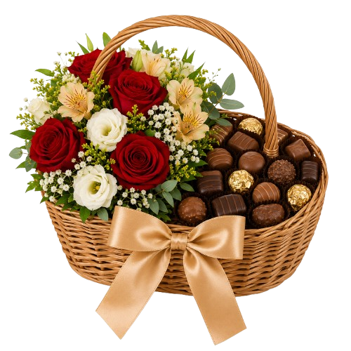 Cesta de Chocolates + Flores